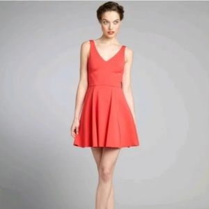 ABS Allen Schwartz Pink V Neck Flare Dress Size XS